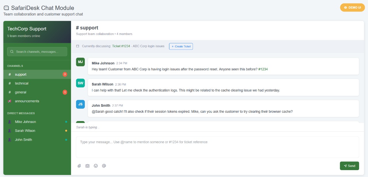 SafariDesk Chat Module