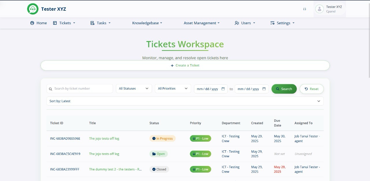 SafariDesk Ticketing Workspace