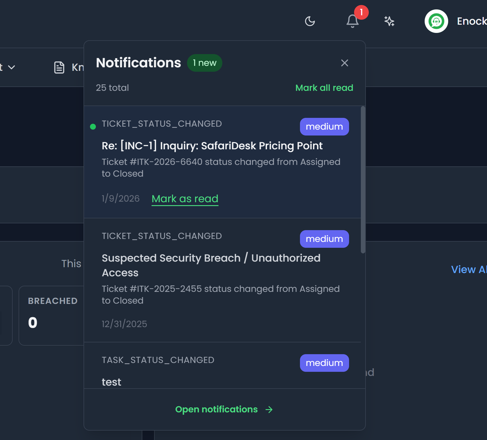 SafariDesk tasks view